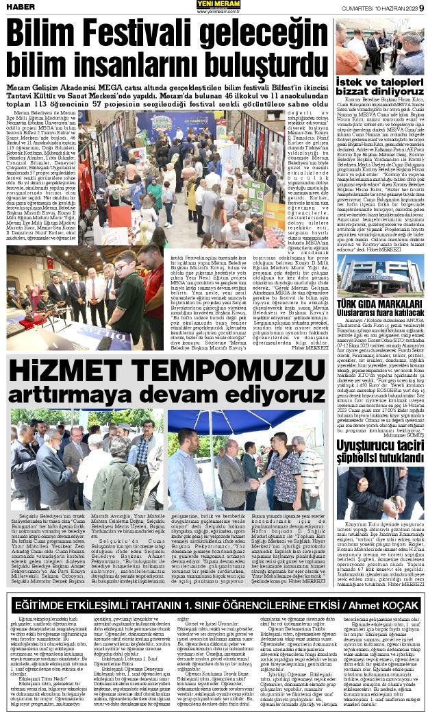 10 Haziran 2023 Yeni Meram Gazetesi