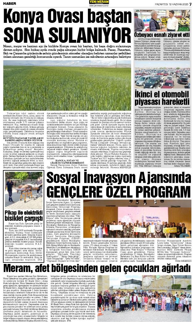 12 Haziran 2023 Yeni Meram Gazetesi
