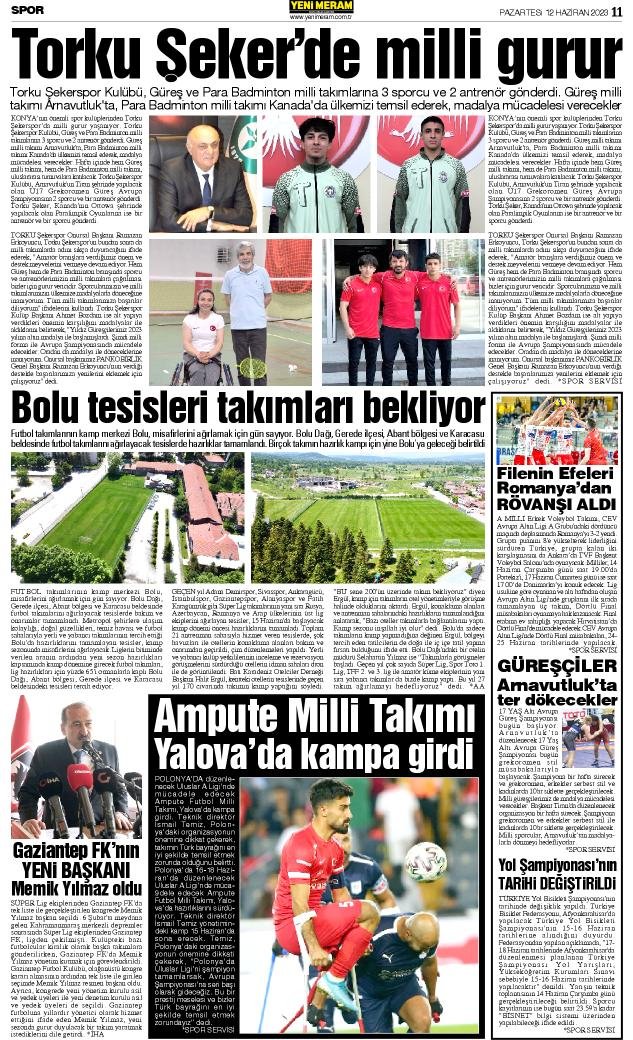 12 Haziran 2023 Yeni Meram Gazetesi
