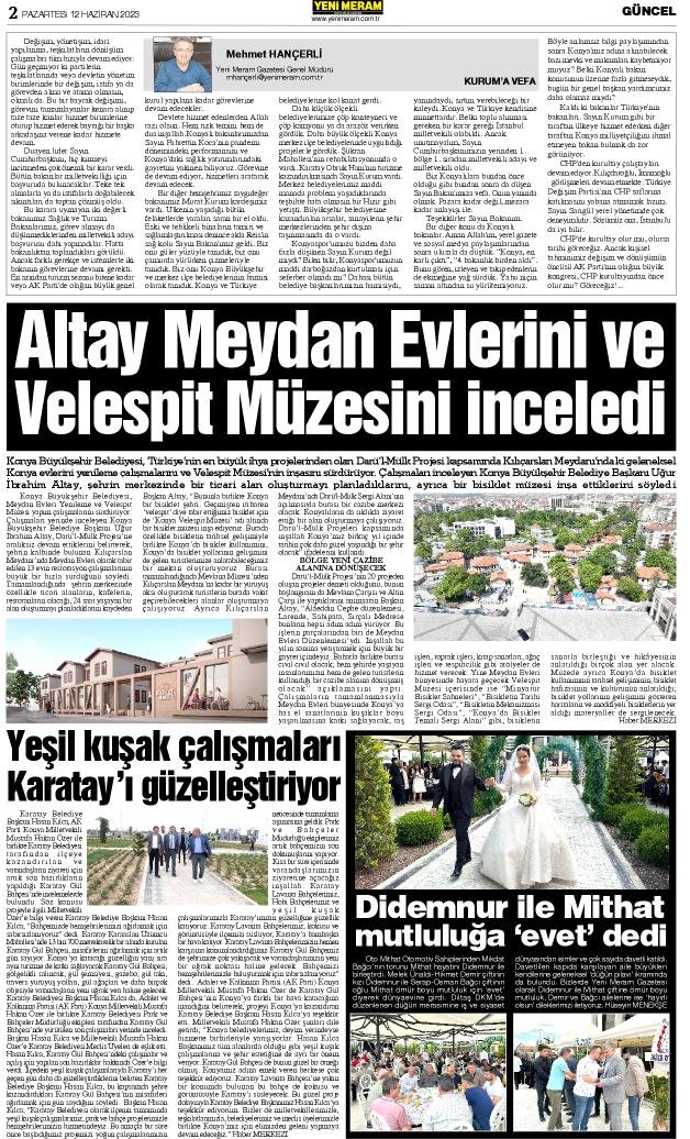 12 Haziran 2023 Yeni Meram Gazetesi
