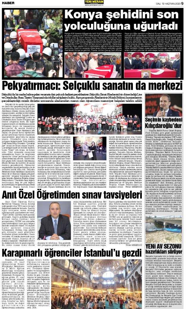 13 Haziran 2023 Yeni Meram Gazetesi
