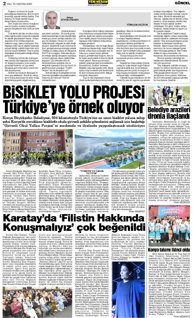 13 Haziran 2023 Yeni Meram Gazetesi
