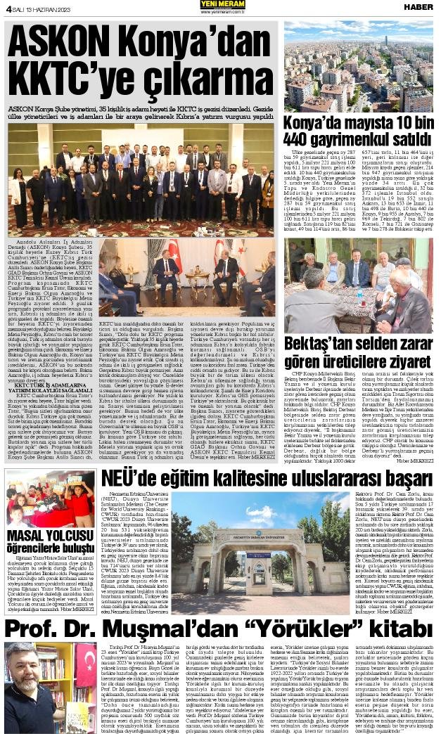 13 Haziran 2023 Yeni Meram Gazetesi
