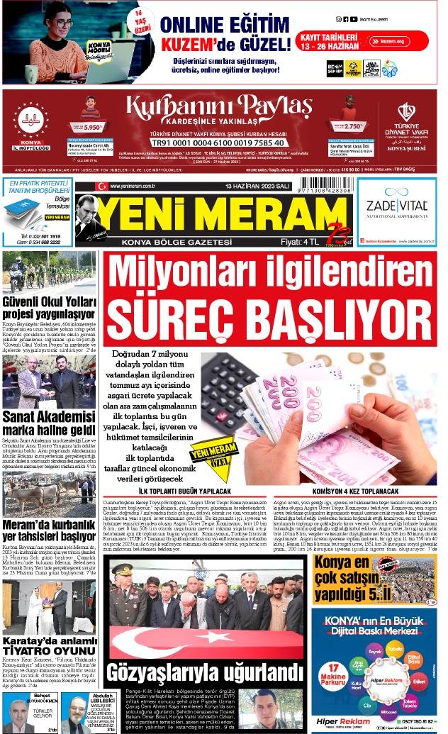 13 Haziran 2023 Yeni Meram Gazetesi
