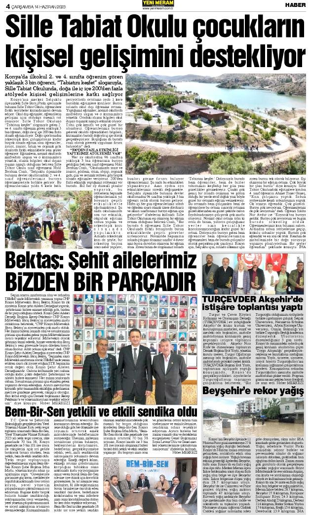 14 Haziran 2023 Yeni Meram Gazetesi
