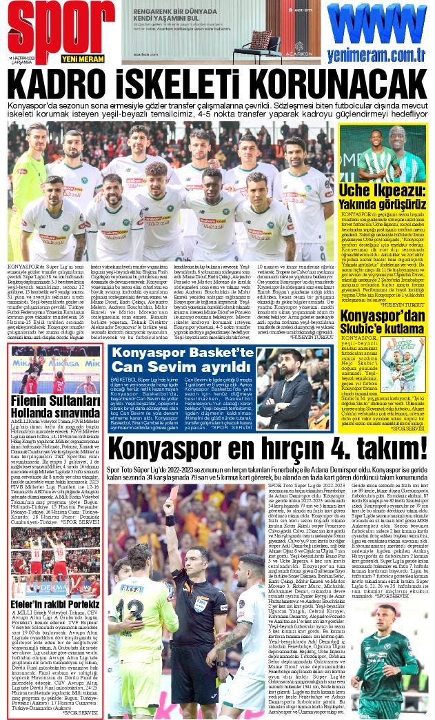 14 Haziran 2023 Yeni Meram Gazetesi
