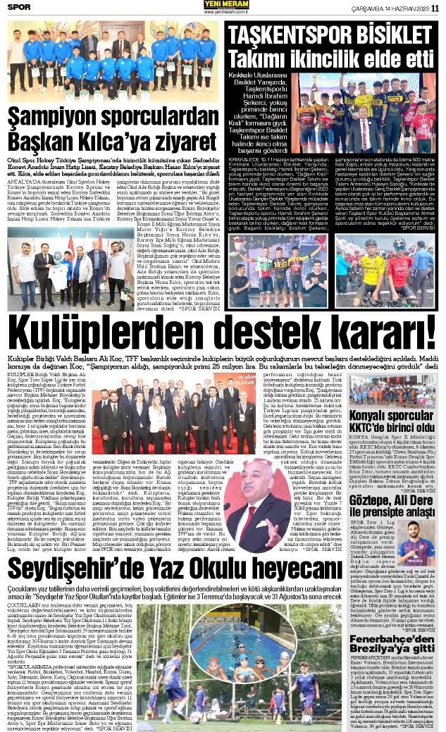 14 Haziran 2023 Yeni Meram Gazetesi
