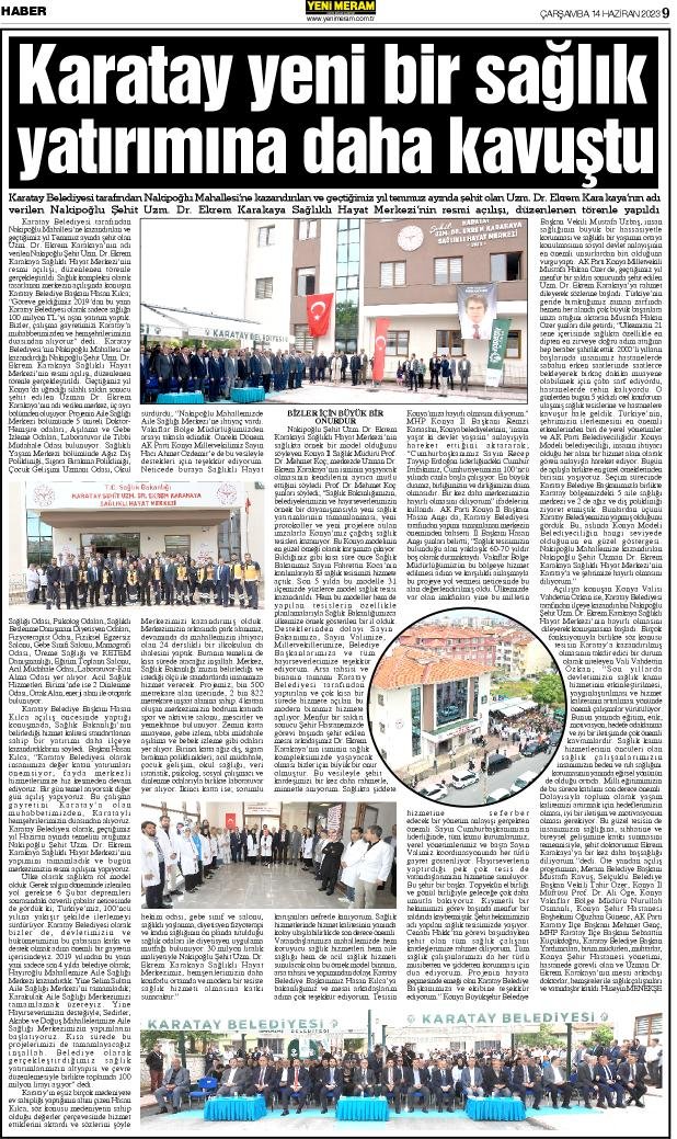 14 Haziran 2023 Yeni Meram Gazetesi
