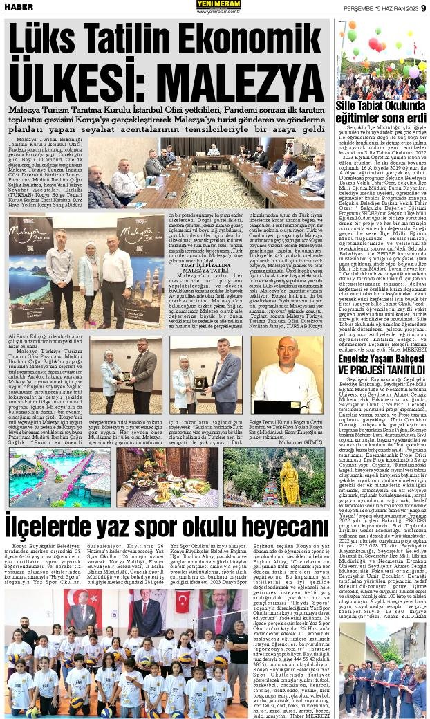 15 Haziran 2023 Yeni Meram Gazetesi