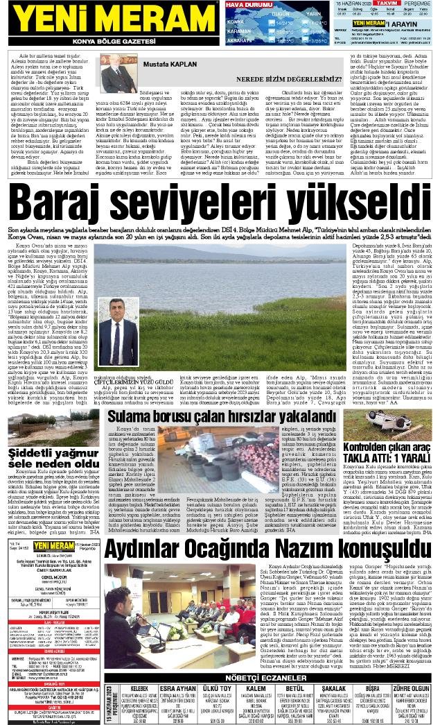 15 Haziran 2023 Yeni Meram Gazetesi