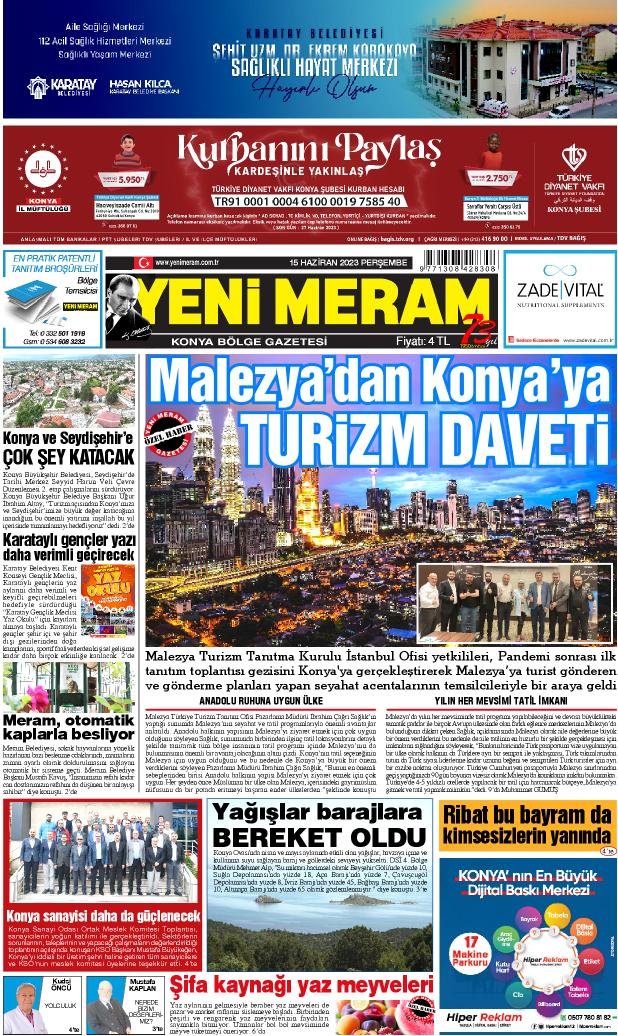 15 Haziran 2023 Yeni Meram Gazetesi