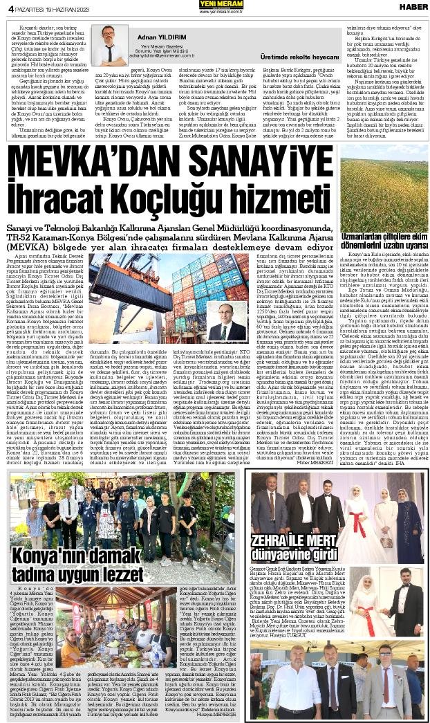 19 Haziran 2023 Yeni Meram Gazetesi
