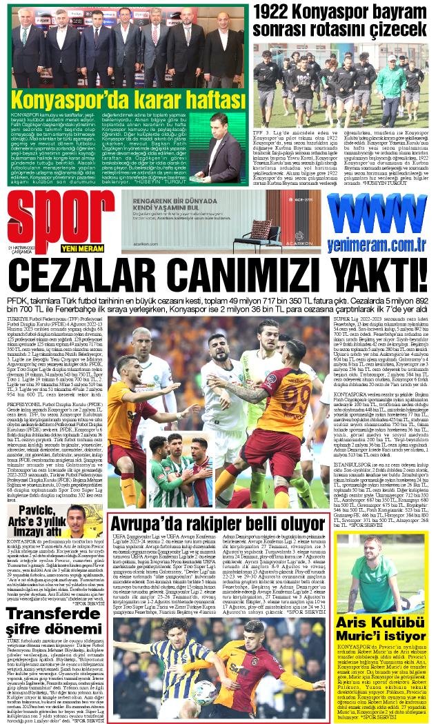 21 Haziran 2023 Yeni Meram Gazetesi