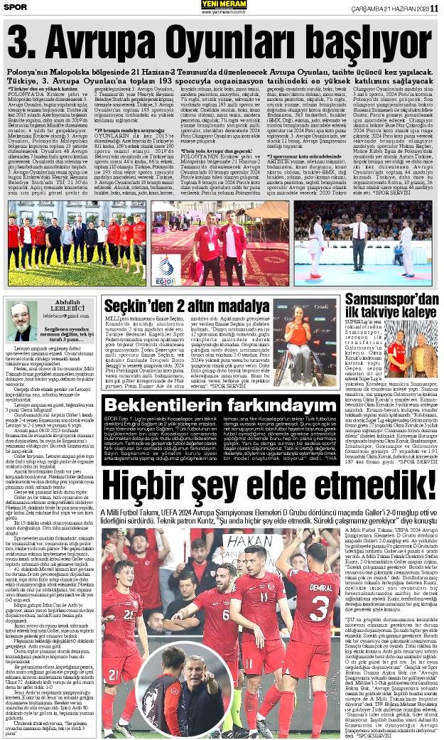 21 Haziran 2023 Yeni Meram Gazetesi