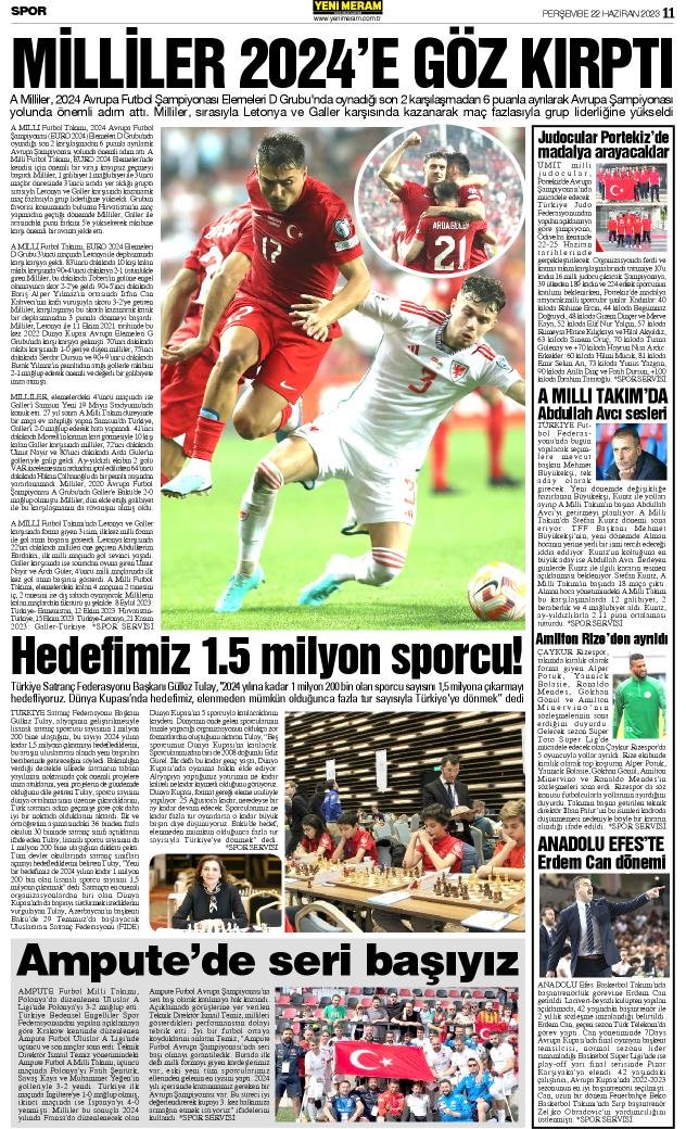 22 Haziran 2023 Yeni Meram Gazetesi
