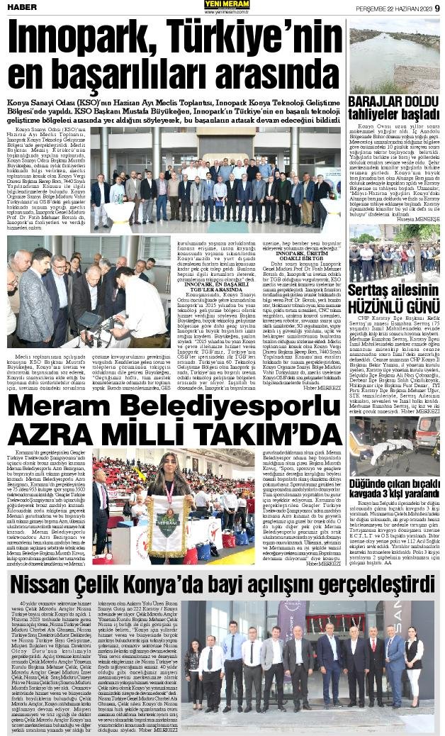 22 Haziran 2023 Yeni Meram Gazetesi
