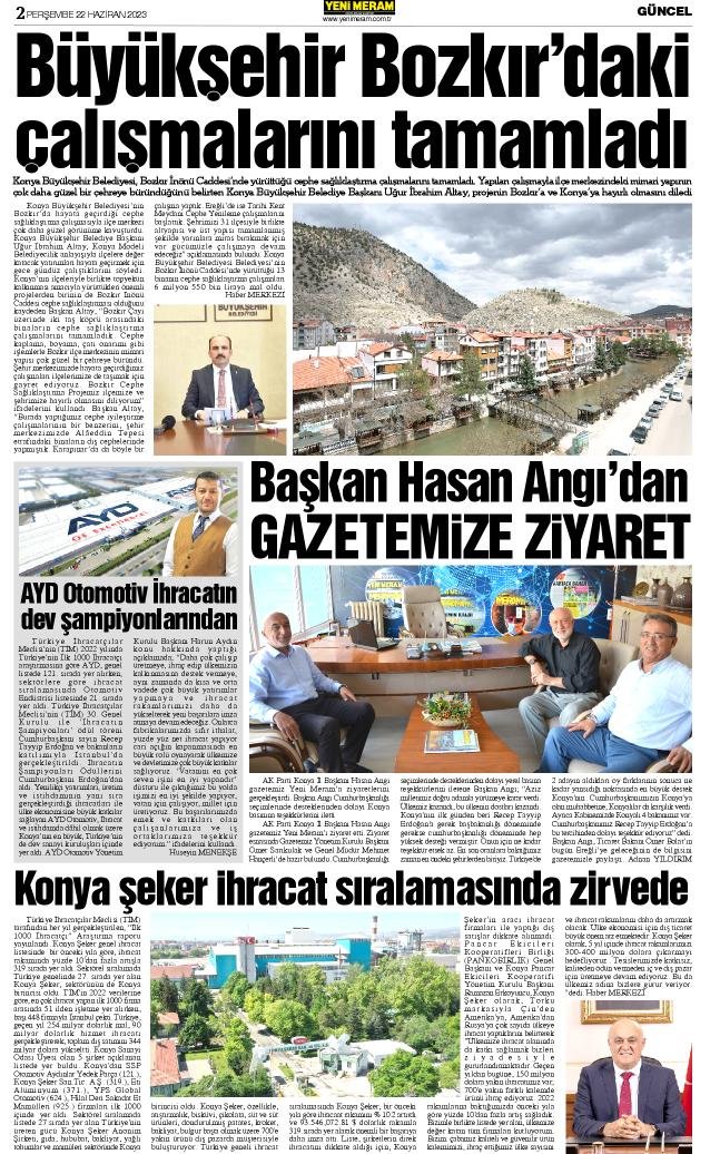 22 Haziran 2023 Yeni Meram Gazetesi
