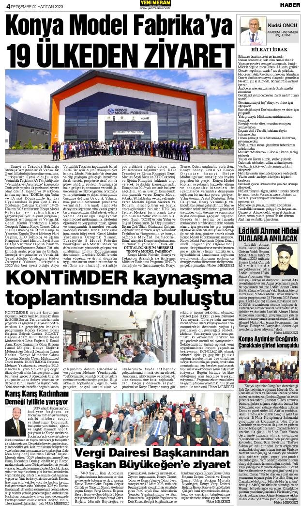 22 Haziran 2023 Yeni Meram Gazetesi
