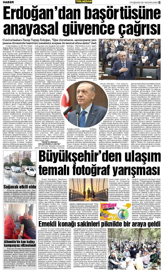 22 Haziran 2023 Yeni Meram Gazetesi
