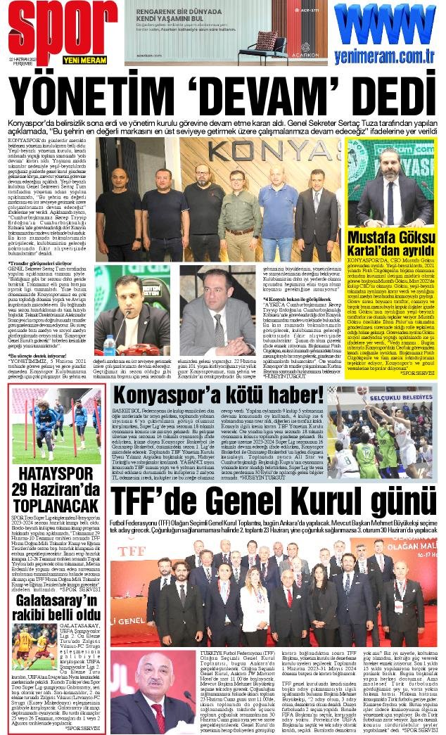 22 Haziran 2023 Yeni Meram Gazetesi
