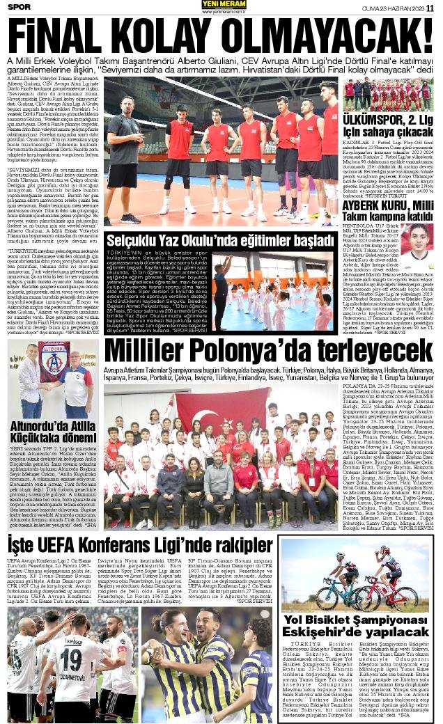 23 Haziran 2023 Yeni Meram Gazetesi