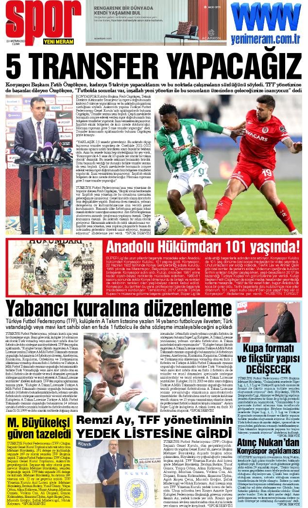 23 Haziran 2023 Yeni Meram Gazetesi