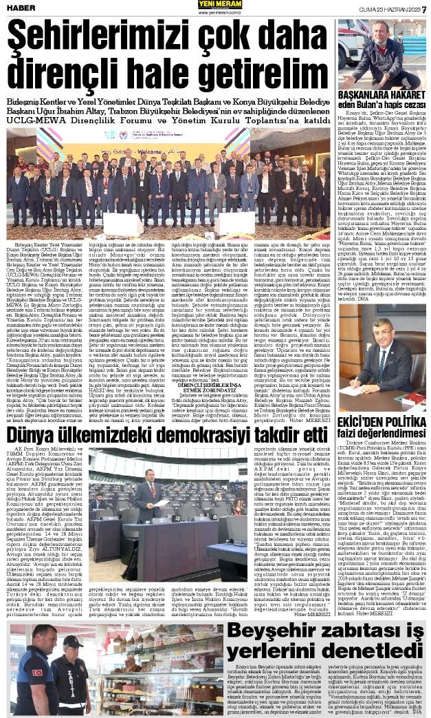 23 Haziran 2023 Yeni Meram Gazetesi