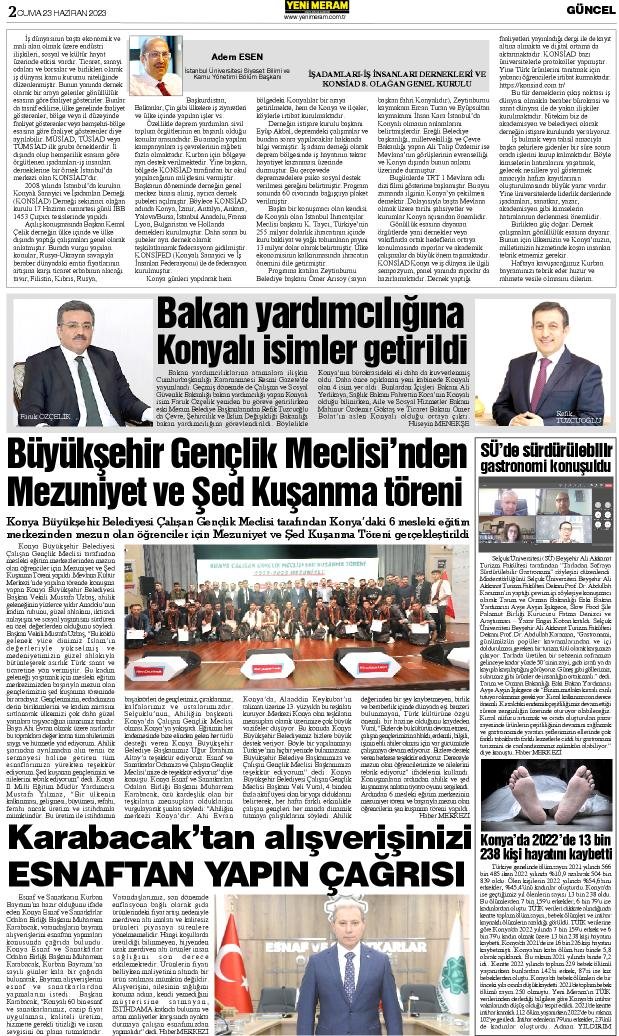 23 Haziran 2023 Yeni Meram Gazetesi