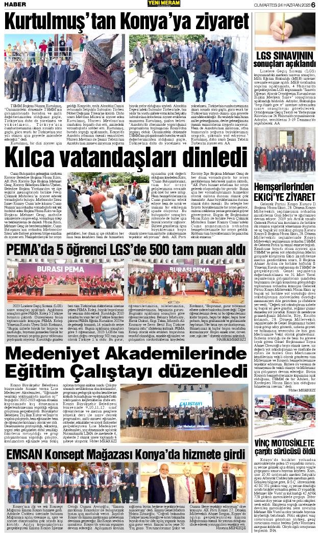 24 Haziran 2023 Yeni Meram Gazetesi