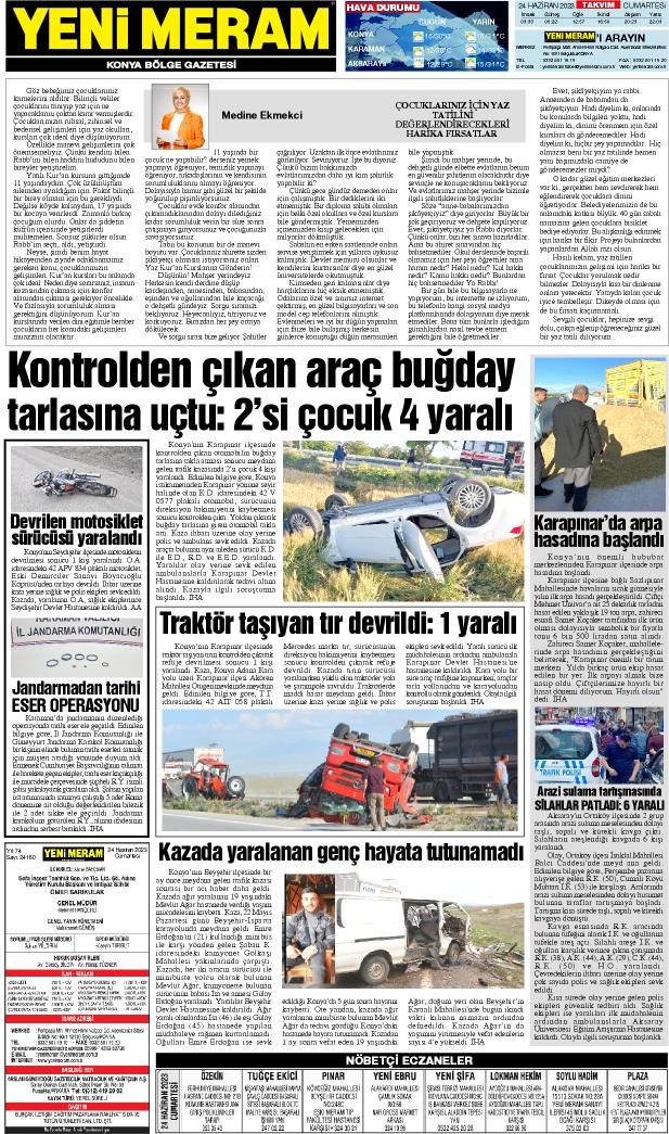 24 Haziran 2023 Yeni Meram Gazetesi