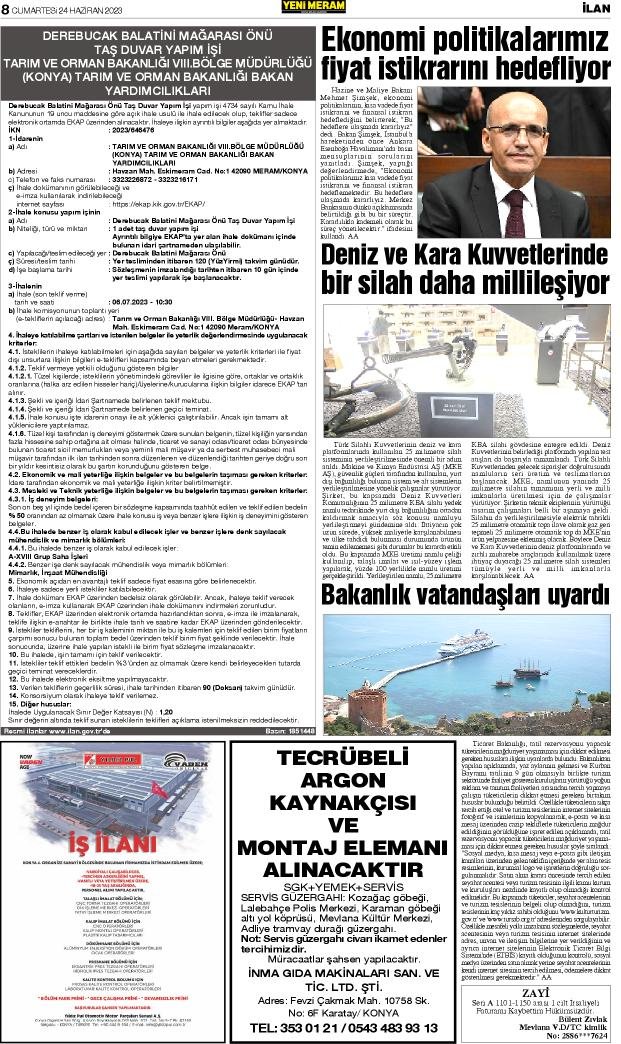 24 Haziran 2023 Yeni Meram Gazetesi