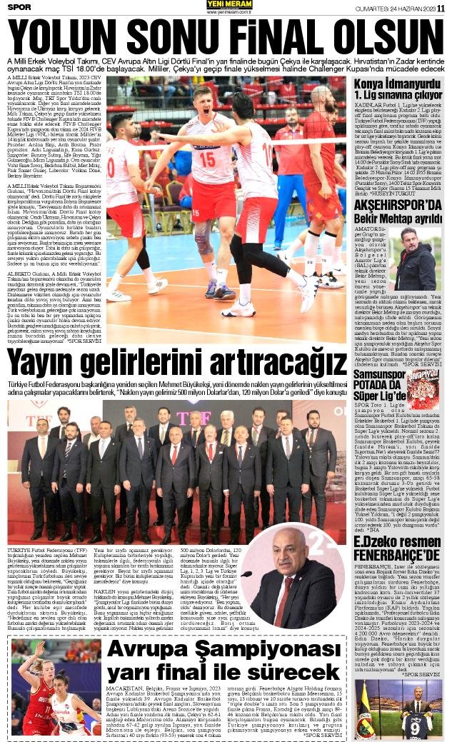 24 Haziran 2023 Yeni Meram Gazetesi