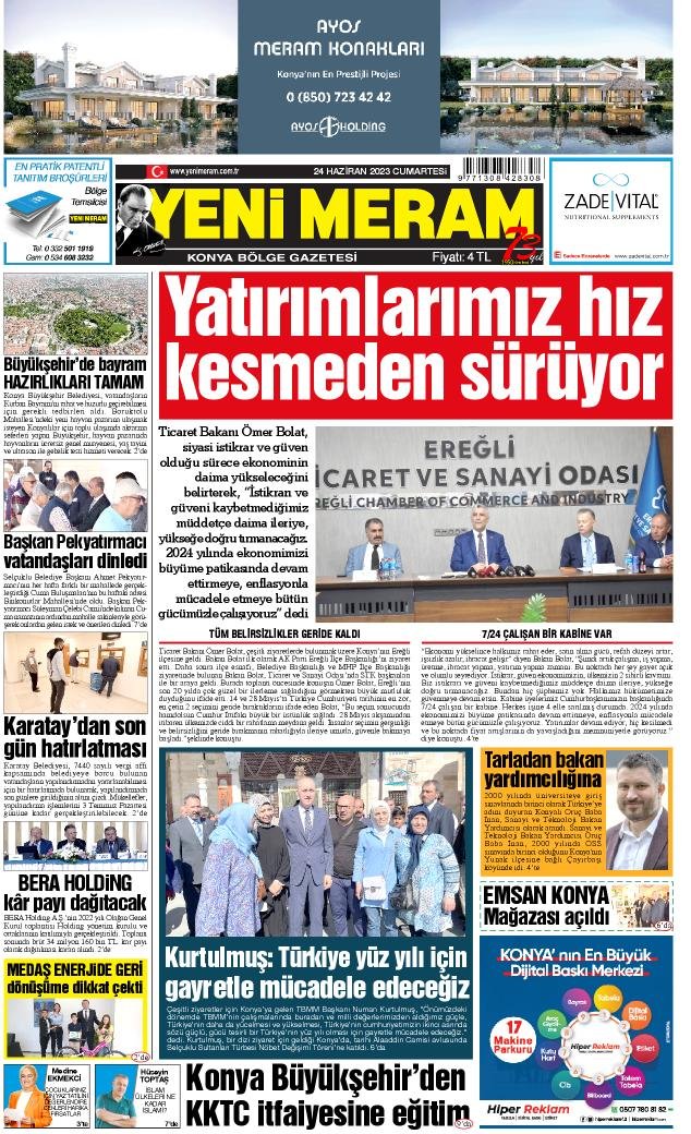 24 Haziran 2023 Yeni Meram Gazetesi