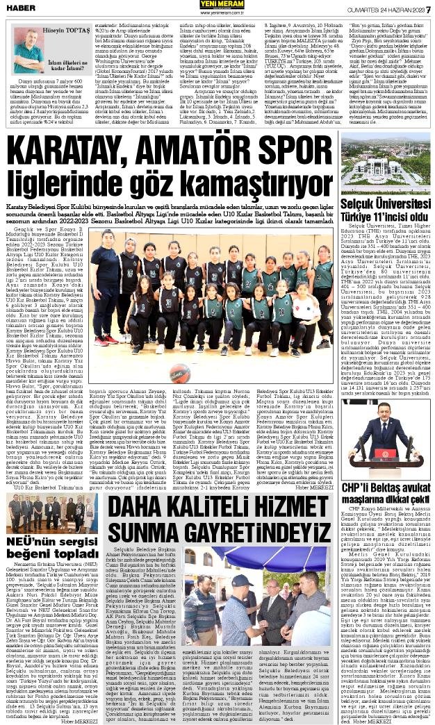 24 Haziran 2023 Yeni Meram Gazetesi