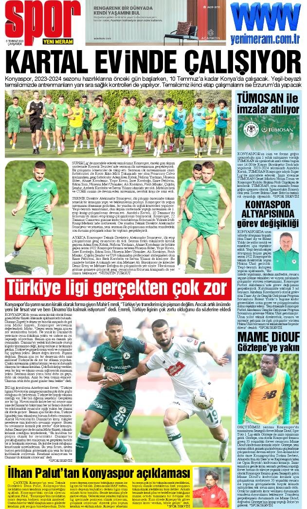 5 Temmuz 2023 Yeni Meram Gazetesi
