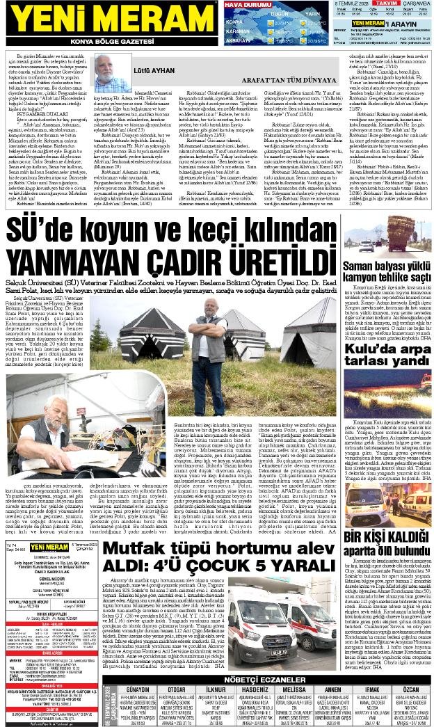 5 Temmuz 2023 Yeni Meram Gazetesi
