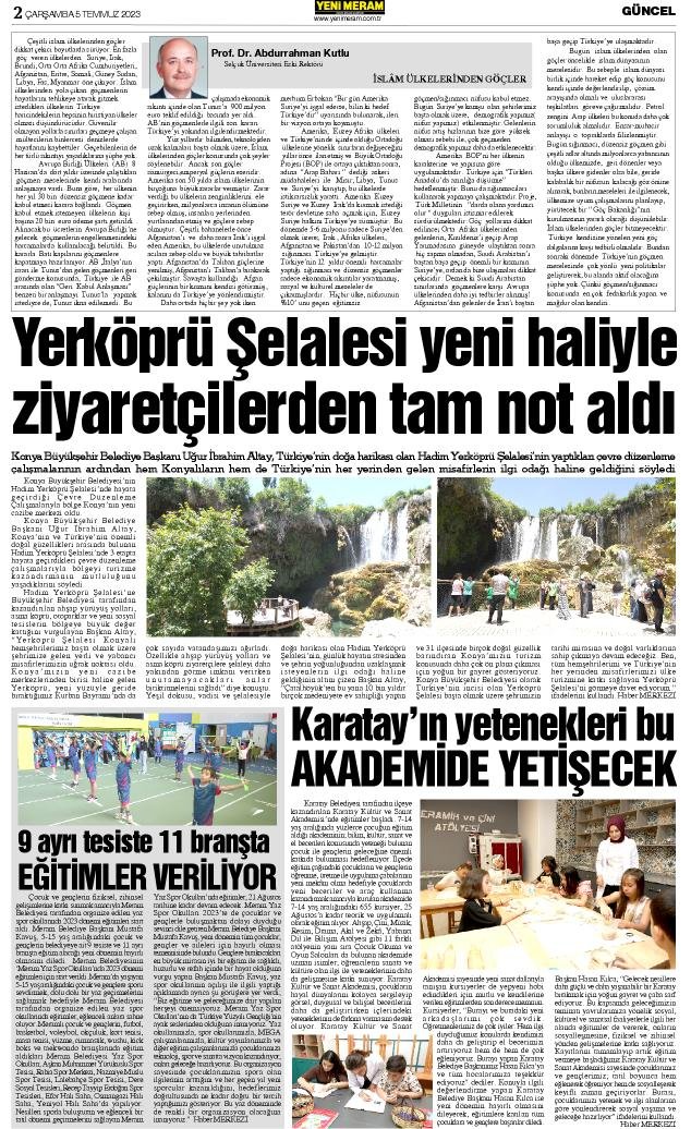 5 Temmuz 2023 Yeni Meram Gazetesi
