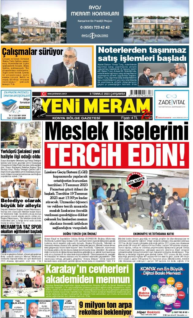 5 Temmuz 2023 Yeni Meram Gazetesi
