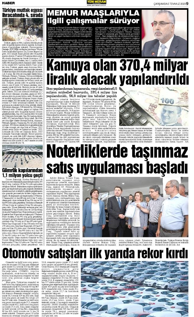 5 Temmuz 2023 Yeni Meram Gazetesi
