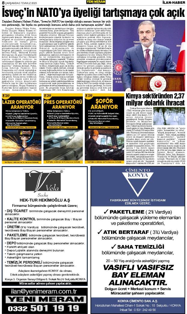 5 Temmuz 2023 Yeni Meram Gazetesi
