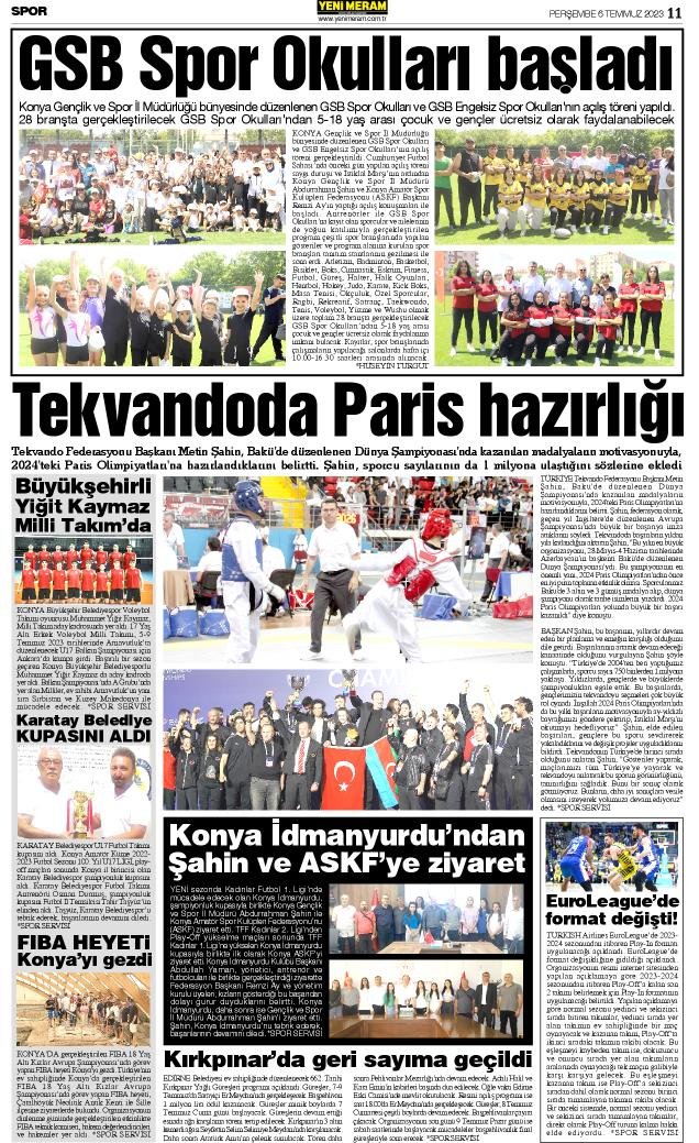 6 Temmuz 2023 Yeni Meram Gazetesi
