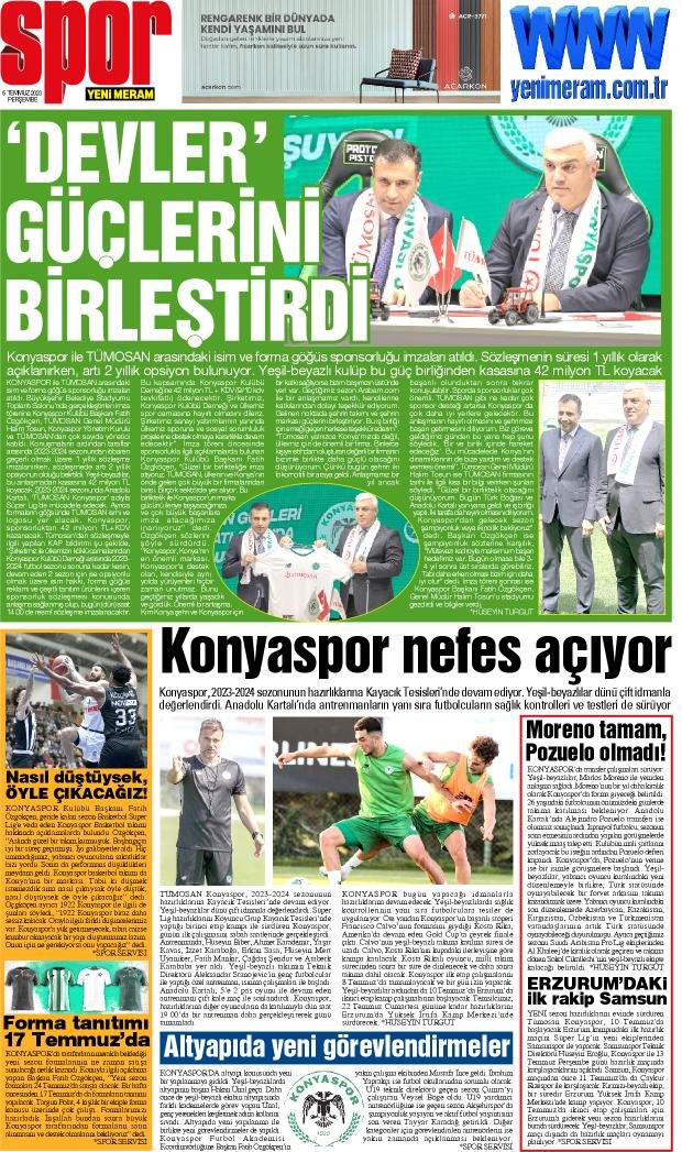 6 Temmuz 2023 Yeni Meram Gazetesi
