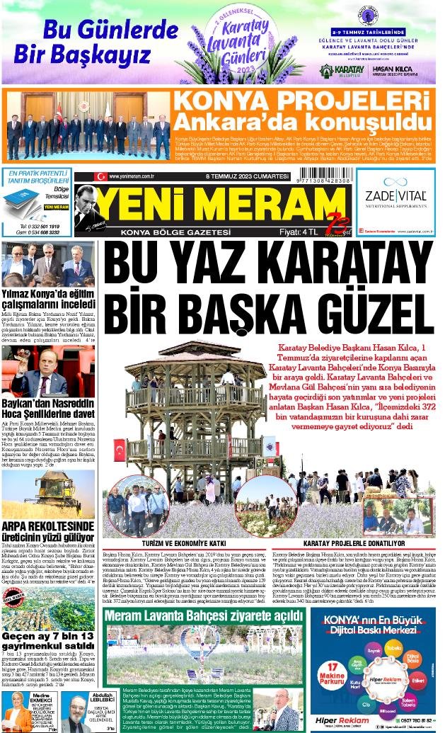 8 Temmuz 2023 Yeni Meram Gazetesi