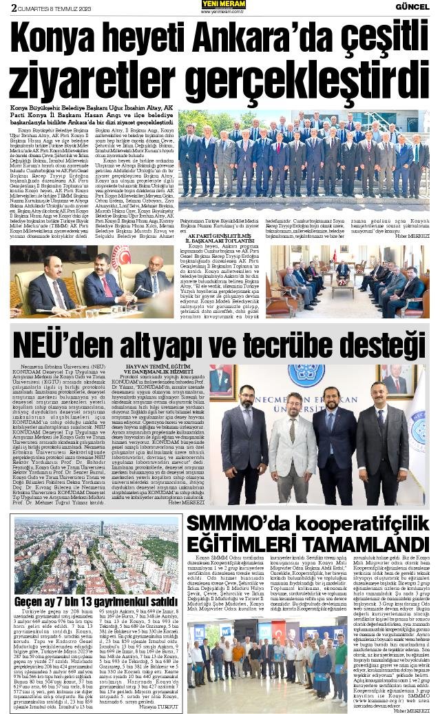 8 Temmuz 2023 Yeni Meram Gazetesi