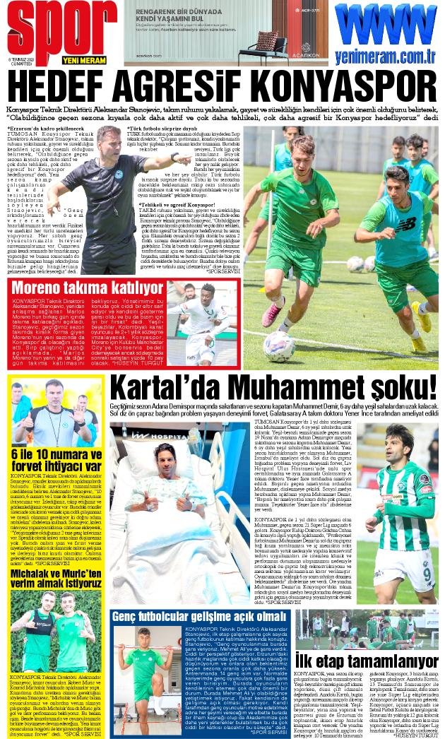 8 Temmuz 2023 Yeni Meram Gazetesi