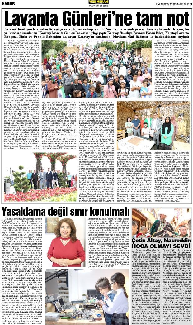 10 Temmuz 2023 Yeni Meram Gazetesi