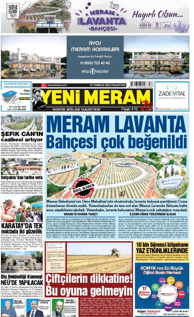 10 Temmuz 2023 Yeni Meram Gazetesi