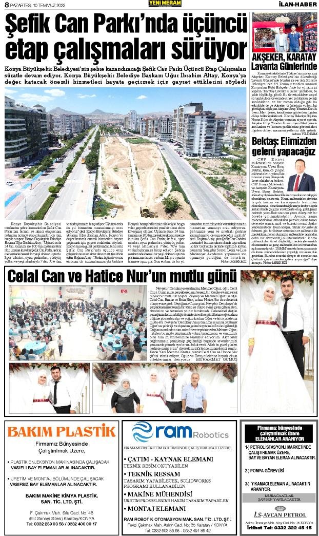 10 Temmuz 2023 Yeni Meram Gazetesi