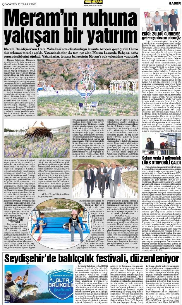 10 Temmuz 2023 Yeni Meram Gazetesi