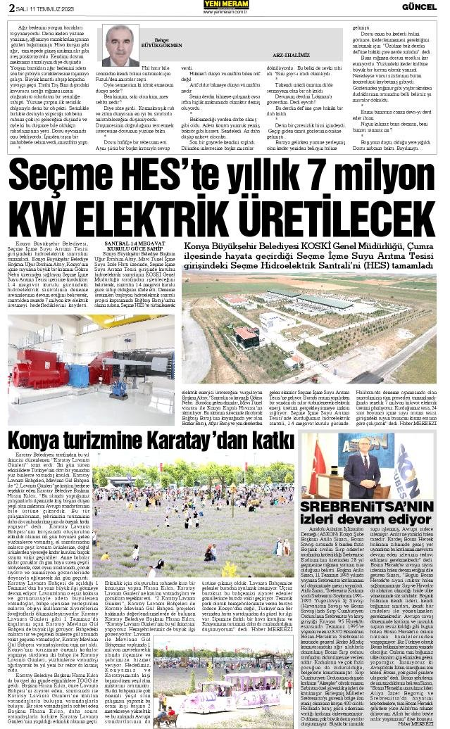 11 Temmuz 2023 Yeni Meram Gazetesi
